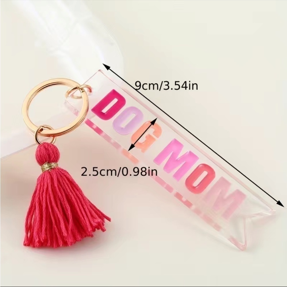 Dog Mom acrylic keychain - pink and gold - Picture 3 of 3